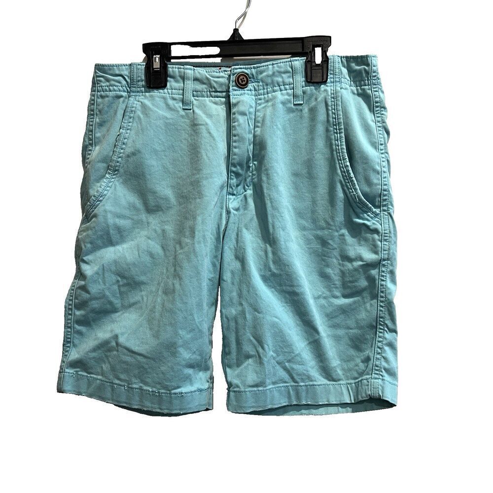 Red Camel Teal Blue Chino Shorts Boys 30 Light Wash Flat Front Preppy 31x9